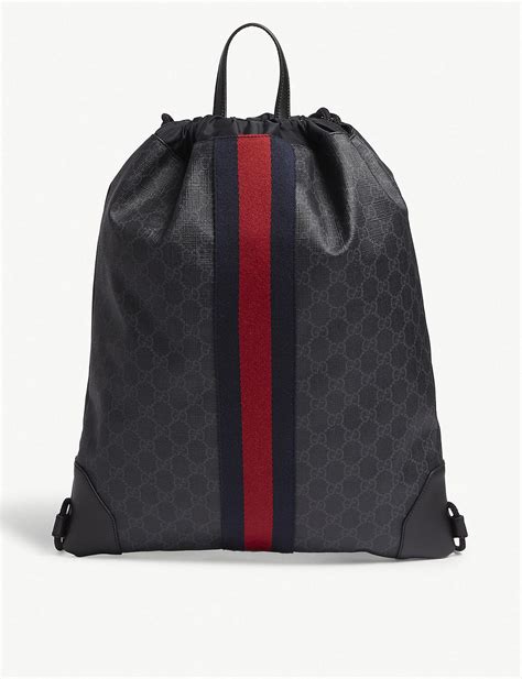 gucci drawstring backpack black